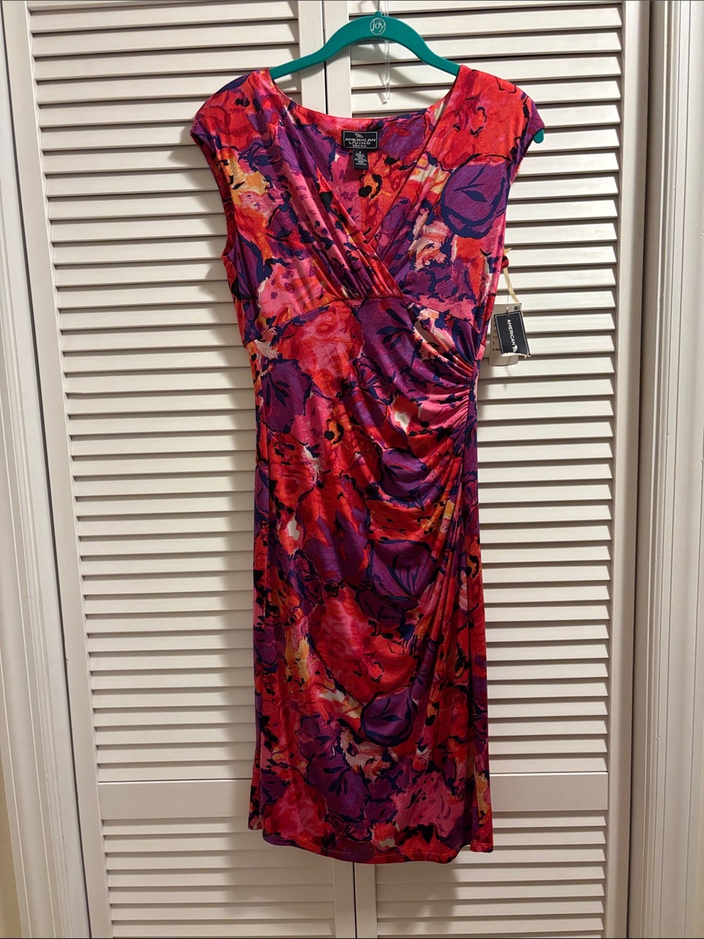 American Living Pink & Purple Floral Faux-Wrap Dress